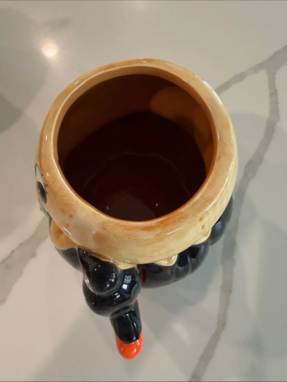 Whimsical Orange & Teal Ceramic Scarecrow Mug